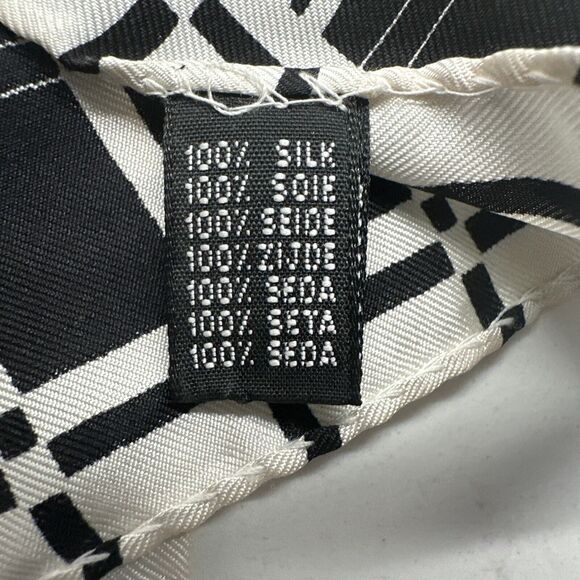 J Crew 100% Silk Scarf Black White Square 21x21 Neck Purse Tie - Picture 7 of 12